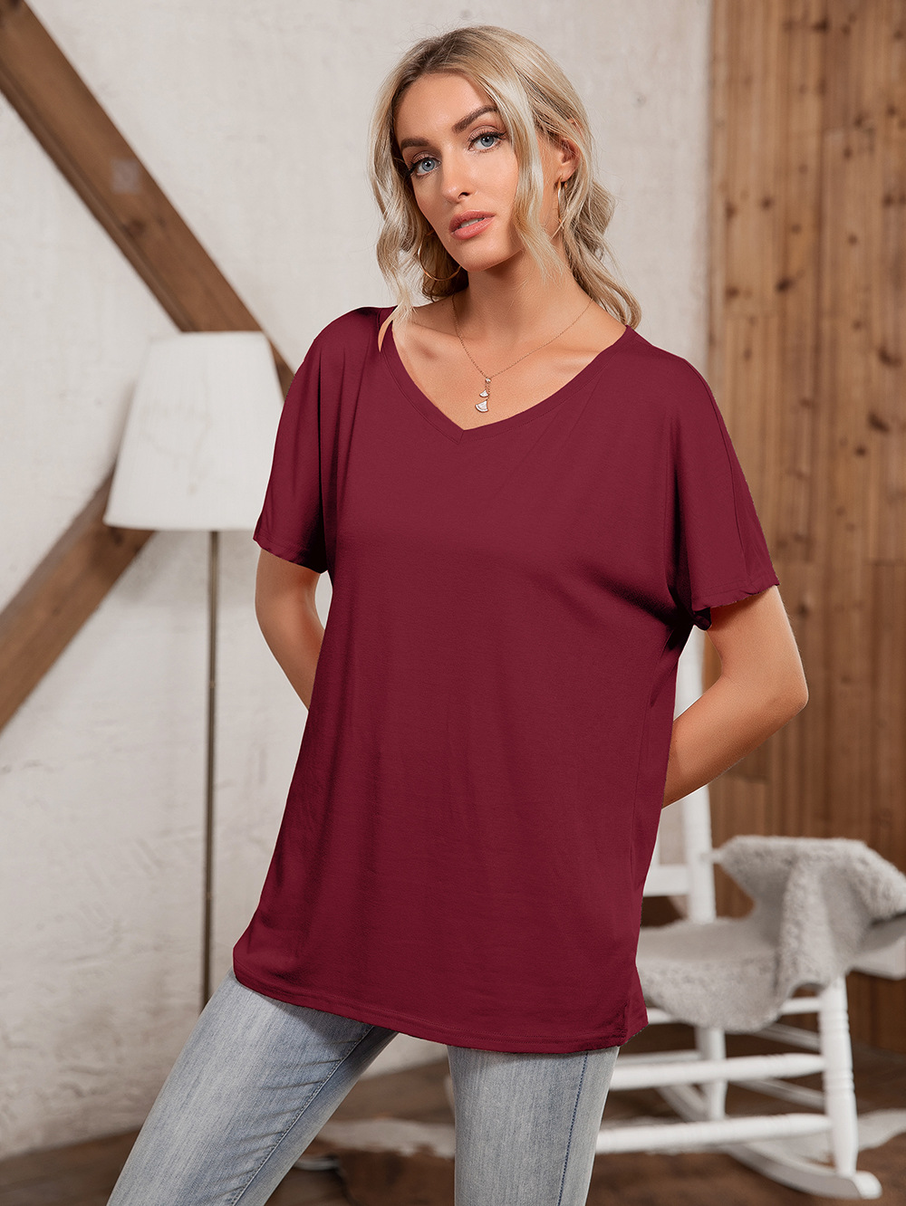 Title 25, Round Neck Loose Casual Short Sleeve T-Shirt To...