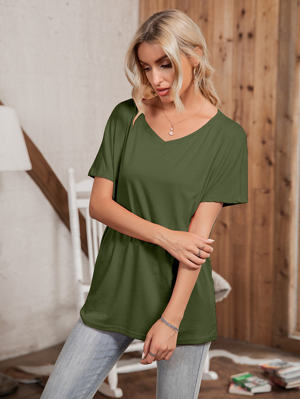 Title 29, Round Neck Loose Casual Short Sleeve T-Shirt To...