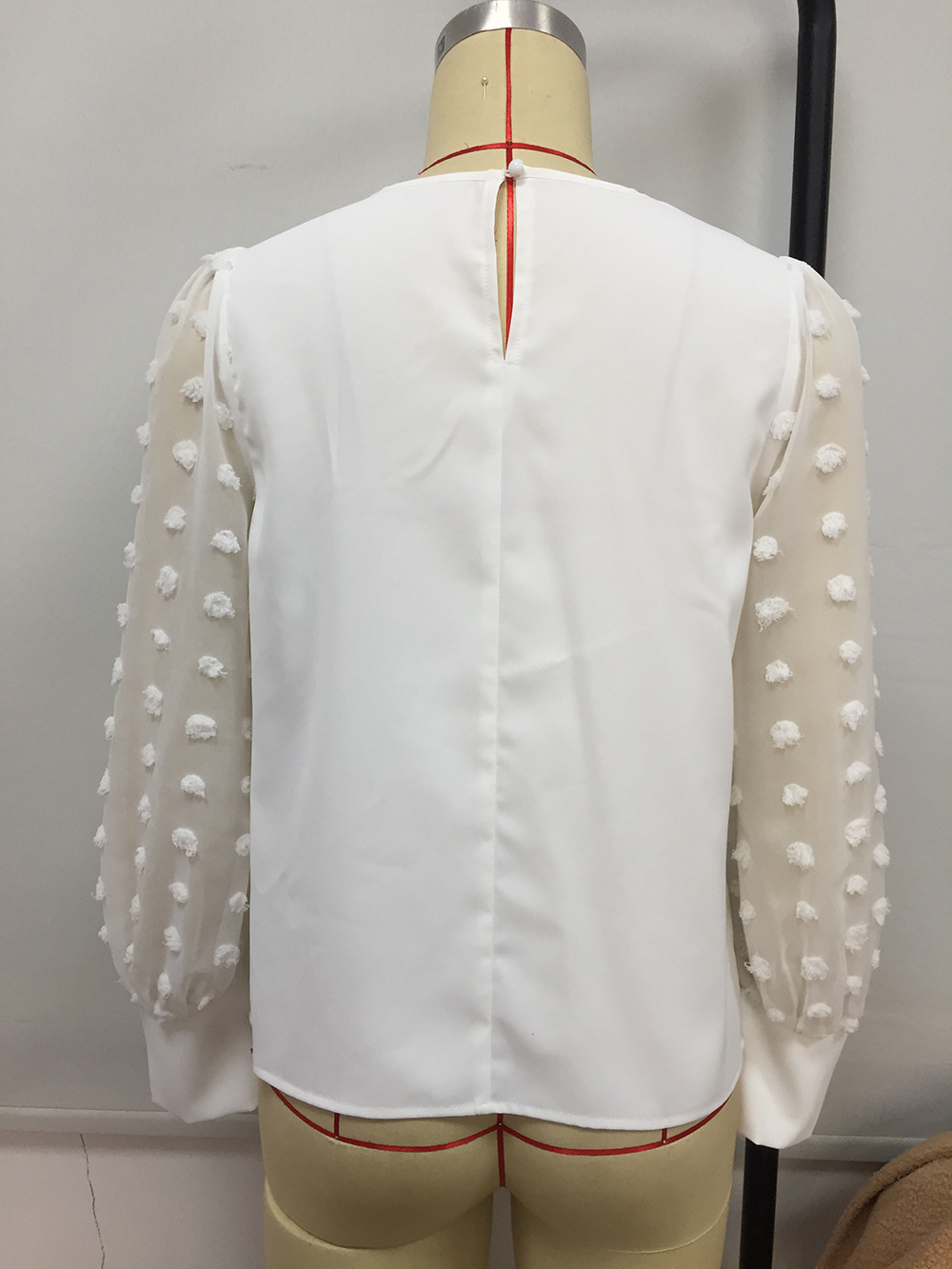 Title 32, Round Neck Solid Jacquard Polka Dot Long Sleeve...