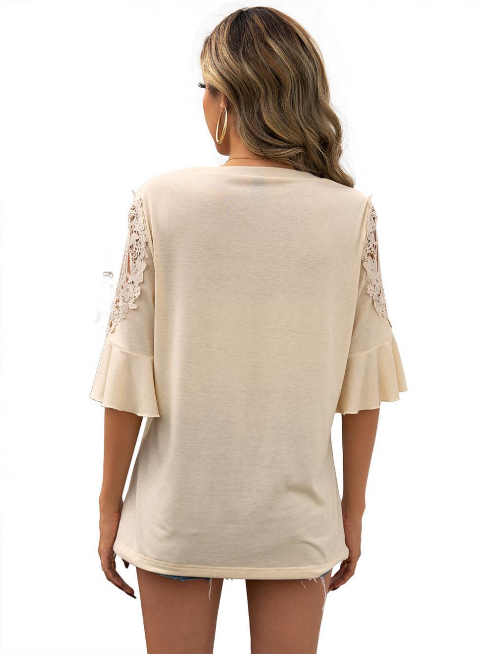 Title 29, Casual Crew Neck Lace Paneled Half Sleeve Shirt