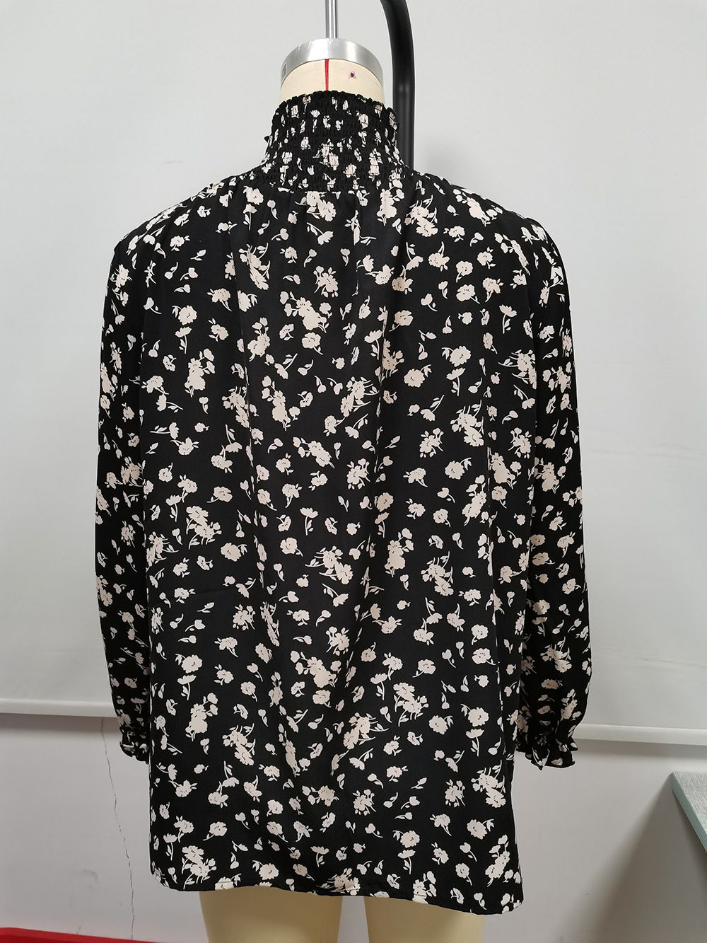 Title 14, High Neck Ruffle Sleeve Floral Sleeve Shirt