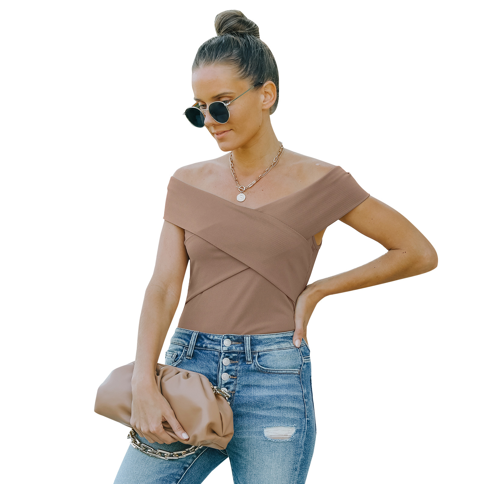 Title 10, European And American Style Slim One Shoulder Top