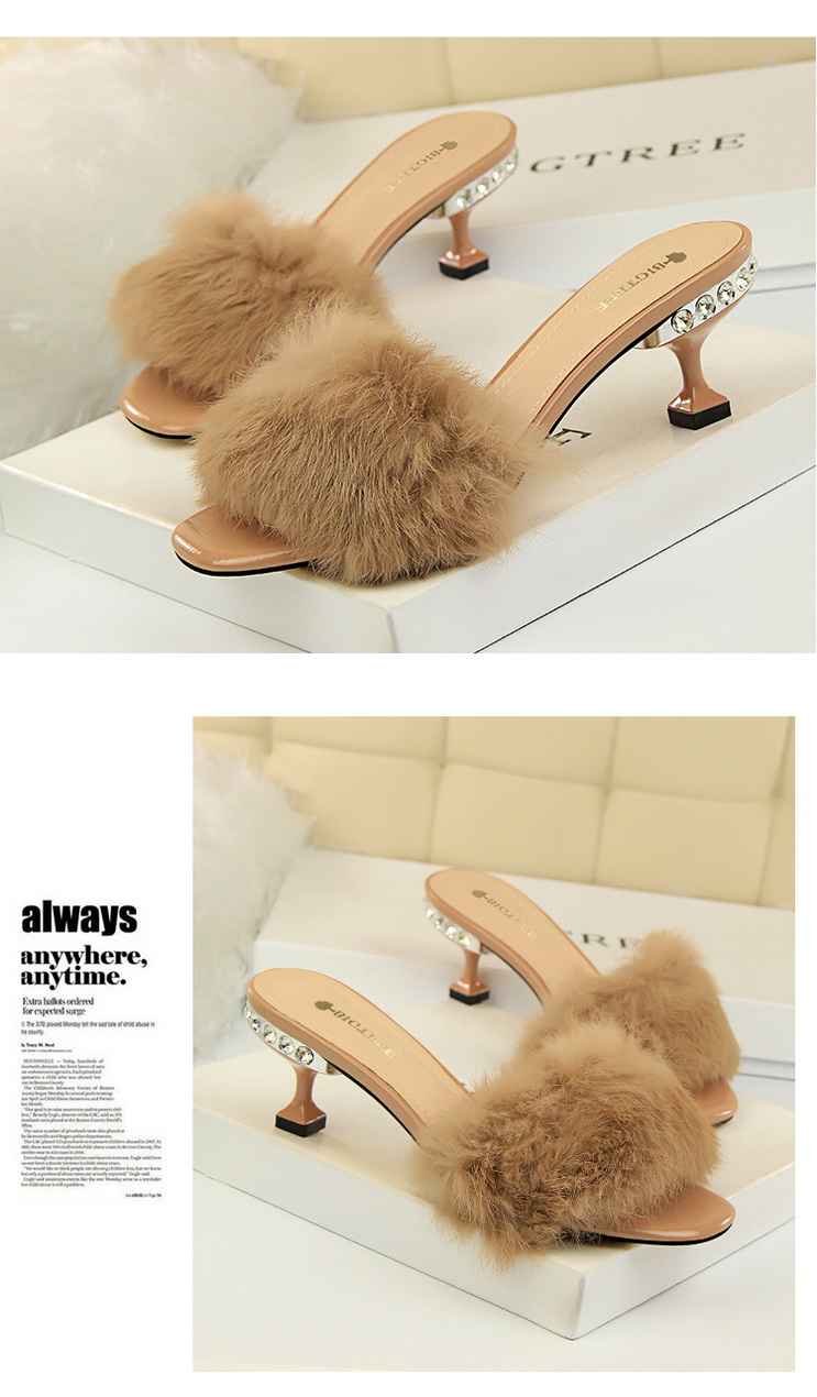 Luxe Korean-Style Herringbone Mules with Rhinestone Accents