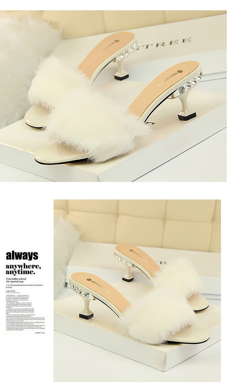 Luxe Korean-Style Herringbone Mules with Rhinestone Accents