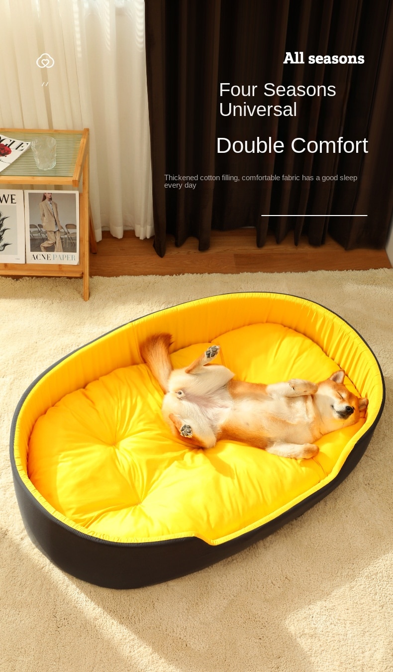 Harvey's-Choice Dog Bed: The raised edge provides security and support, while the super-soft filling relieves joint pain. Anti-slip bottom for stability. Available in yellow-black or avocado green. Give your pet a comfortable place to sleep!