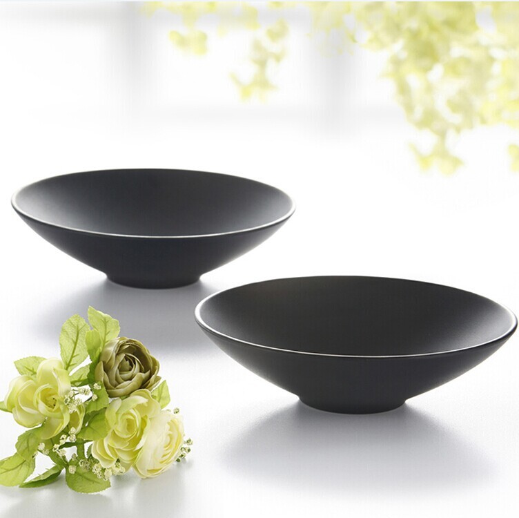 日式餐厅面碗浅盖浇饭韩式碗冷面碗 炸酱面碗黑色塑料凉皮碗商用