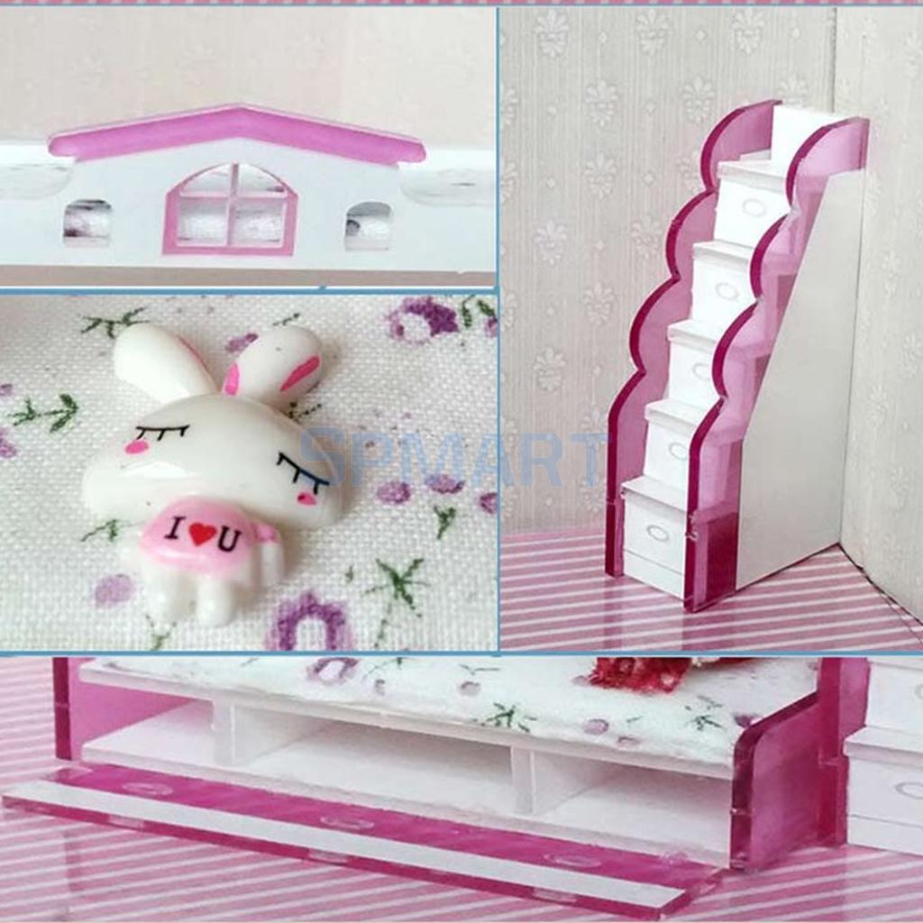 ABS Miniature Bunk Bed Model for 1/12 Dolls House Children Bedroom Furniture Life Scenes Decor Room Accessory #2