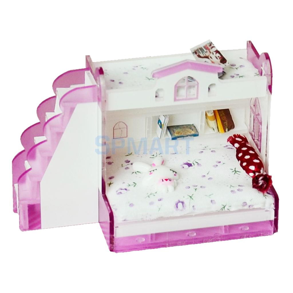 Modelo de litera en miniatura de ABS para casa de muñecas 1/12, muebles de dormitorio para niños, escenas de vida, decoración, accesorio para habitación #2