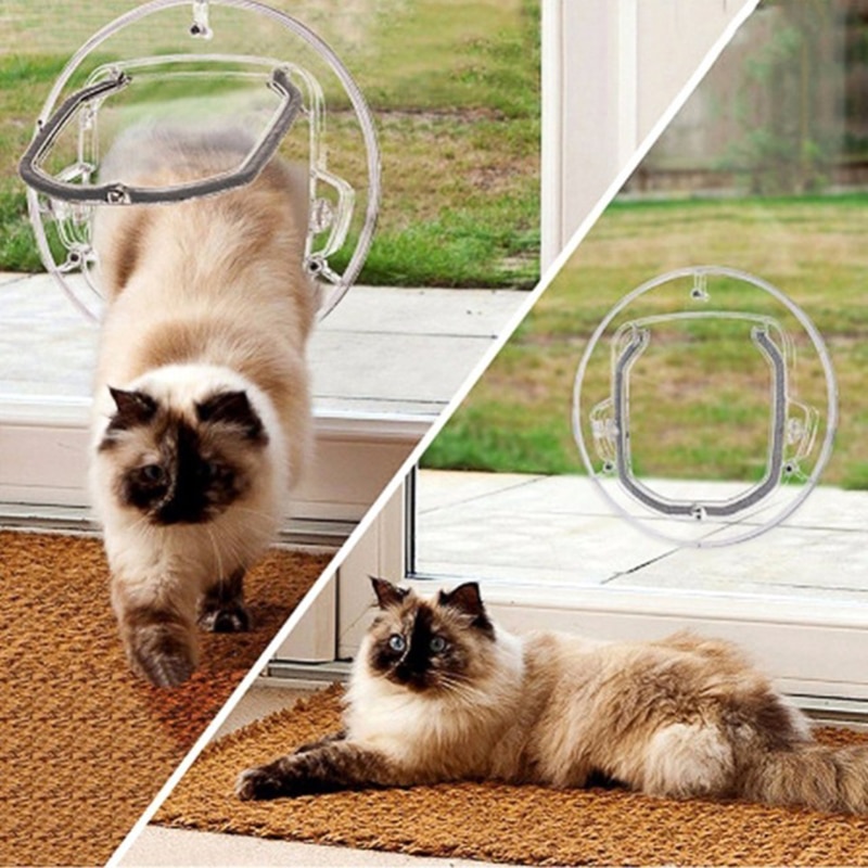New PC Pet Glass Door Cat Dog Door Security Flap Gate Pet Supplies Home Gate Animal Pet Cat Dog Access Door Pet Safety Products12
