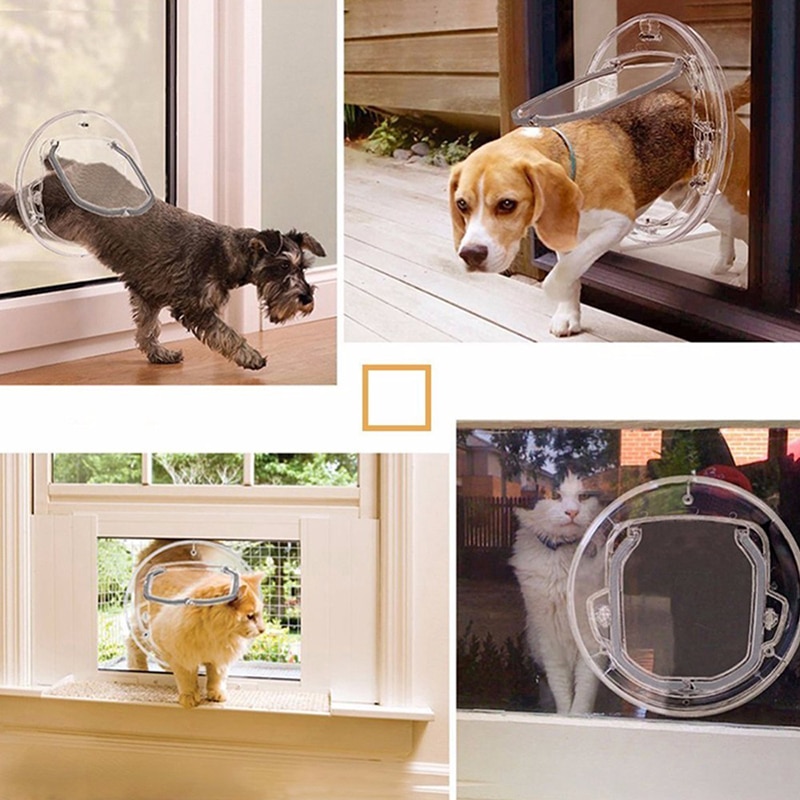 New PC Pet Glass Door Cat Dog Door Security Flap Gate Pet Supplies Home Gate Animal Pet Cat Dog Access Door Pet Safety Products2