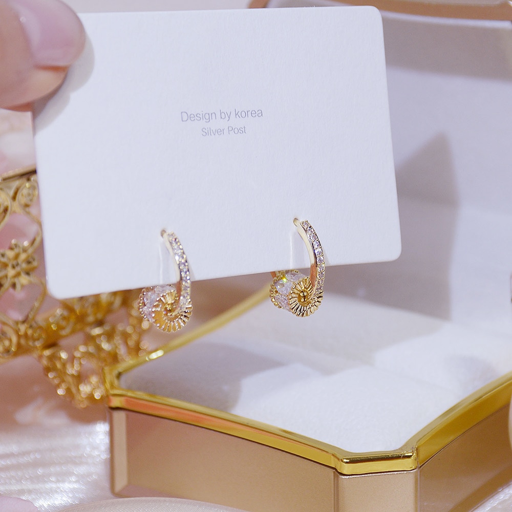 1631590733054087168 Real Gold Good Luck Implication Earring For Women Rotatable Zirconia Clip Earring