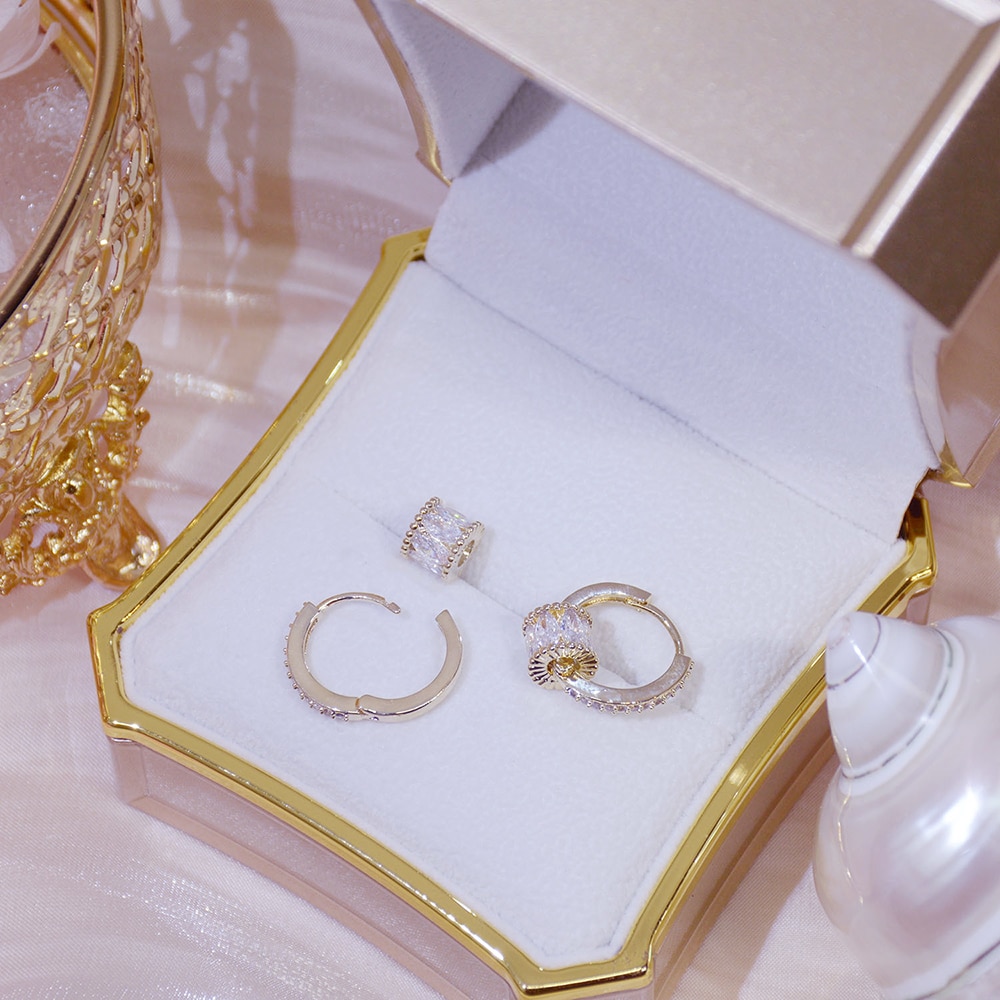 1631590733356077056 Real Gold Good Luck Implication Earring For Women Rotatable Zirconia Clip Earring