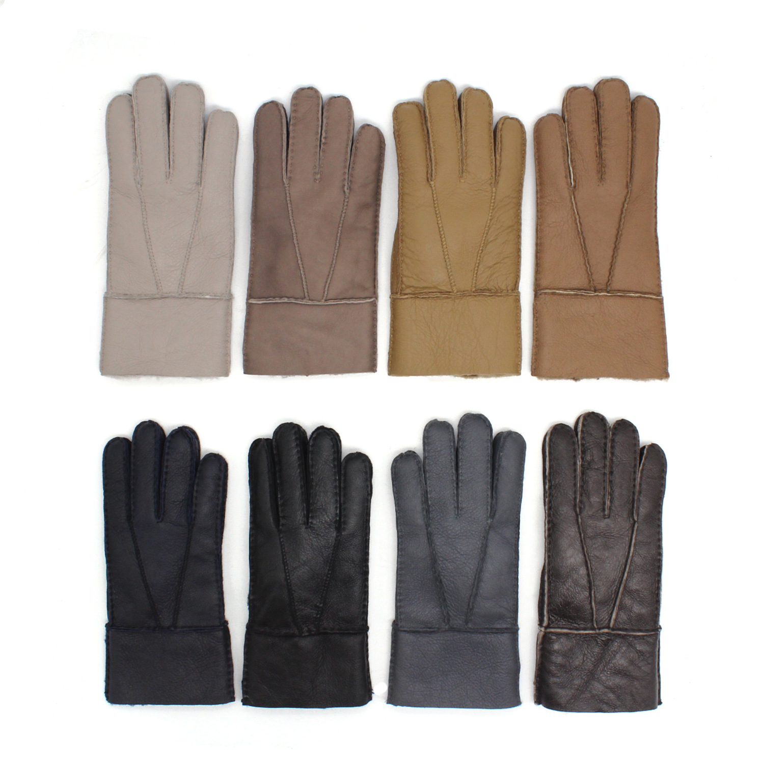 跨境冬季新款男士手套羊皮皮毛一体手套保暖手套真皮手套厂家直销