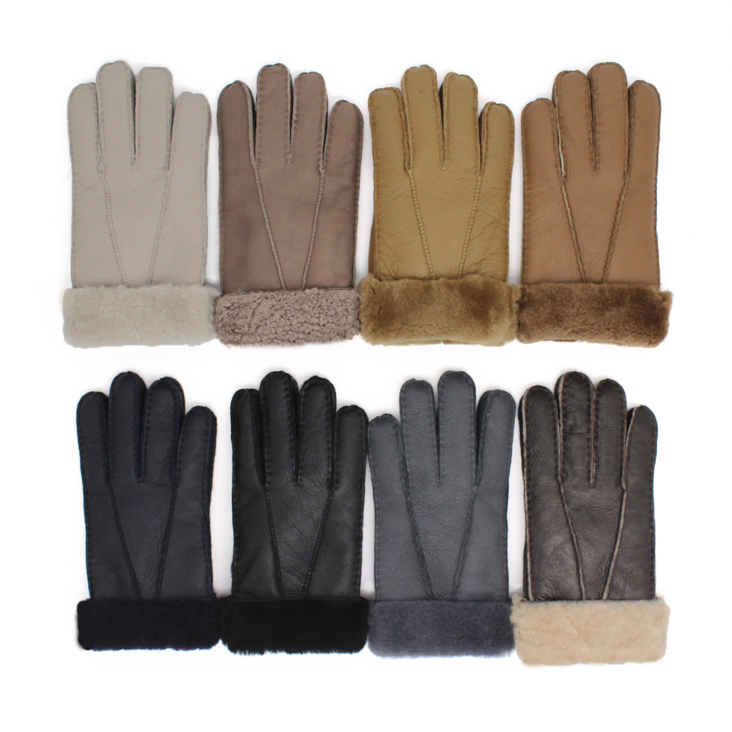 跨境冬季新款男士手套羊皮皮毛一体手套保暖手套真皮手套厂家直销