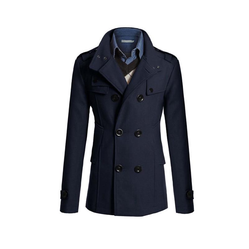 【外贸专供】欧美风格大码ebay爆款呢大衣修身中长款风衣男士外套