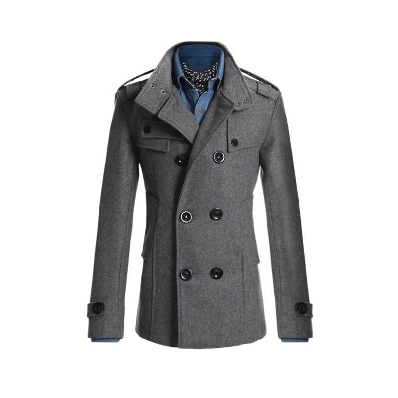 【外贸专供】欧美风格大码ebay爆款呢大衣修身中长款风衣男士外套