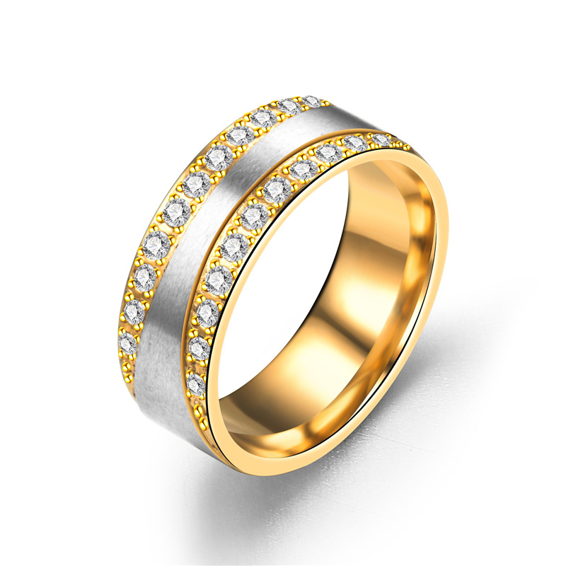Stainless steel couple diamond ring 1 undefined
