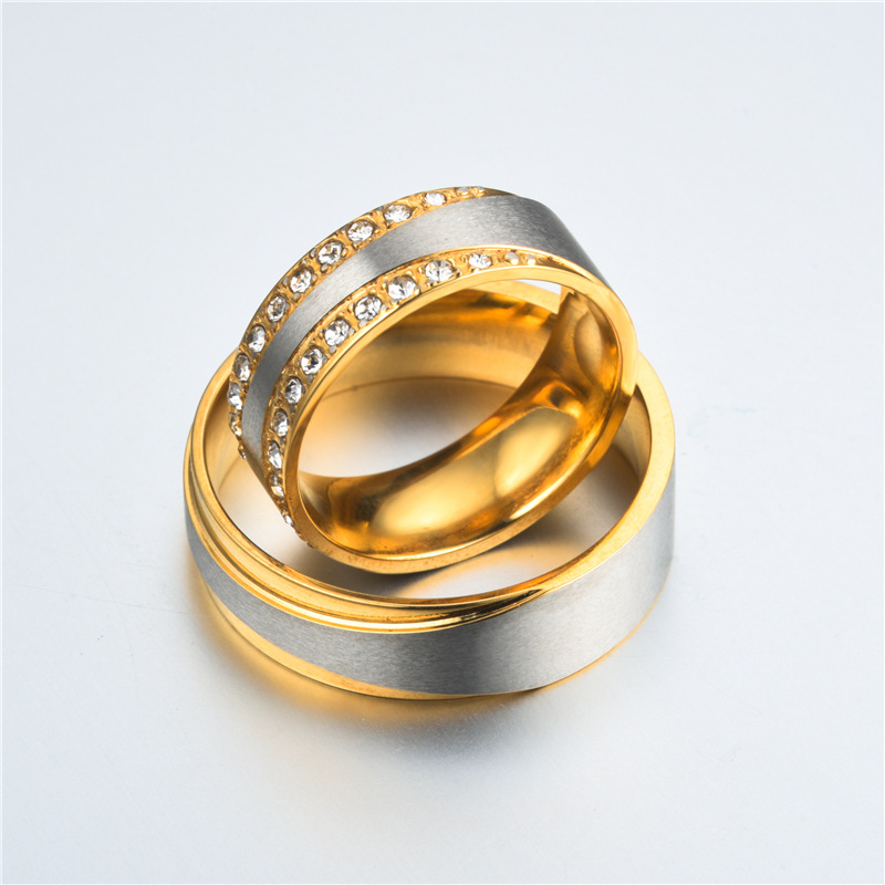 Stainless steel couple diamond ring 3 undefined