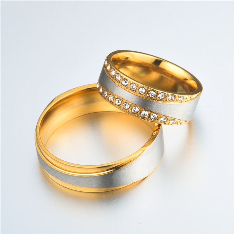 Stainless steel couple diamond ring 4 undefined