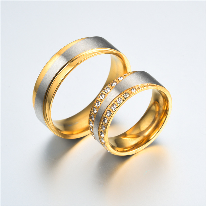 Stainless steel couple diamond ring 5 undefined