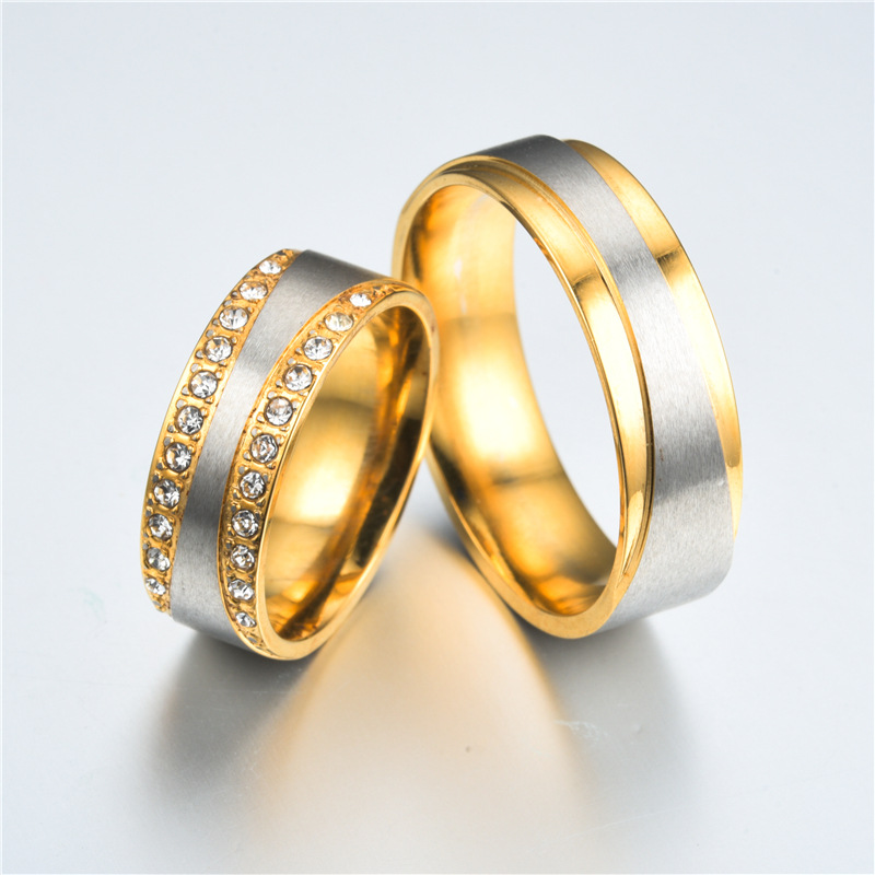 Stainless steel couple diamond ring 6 undefined