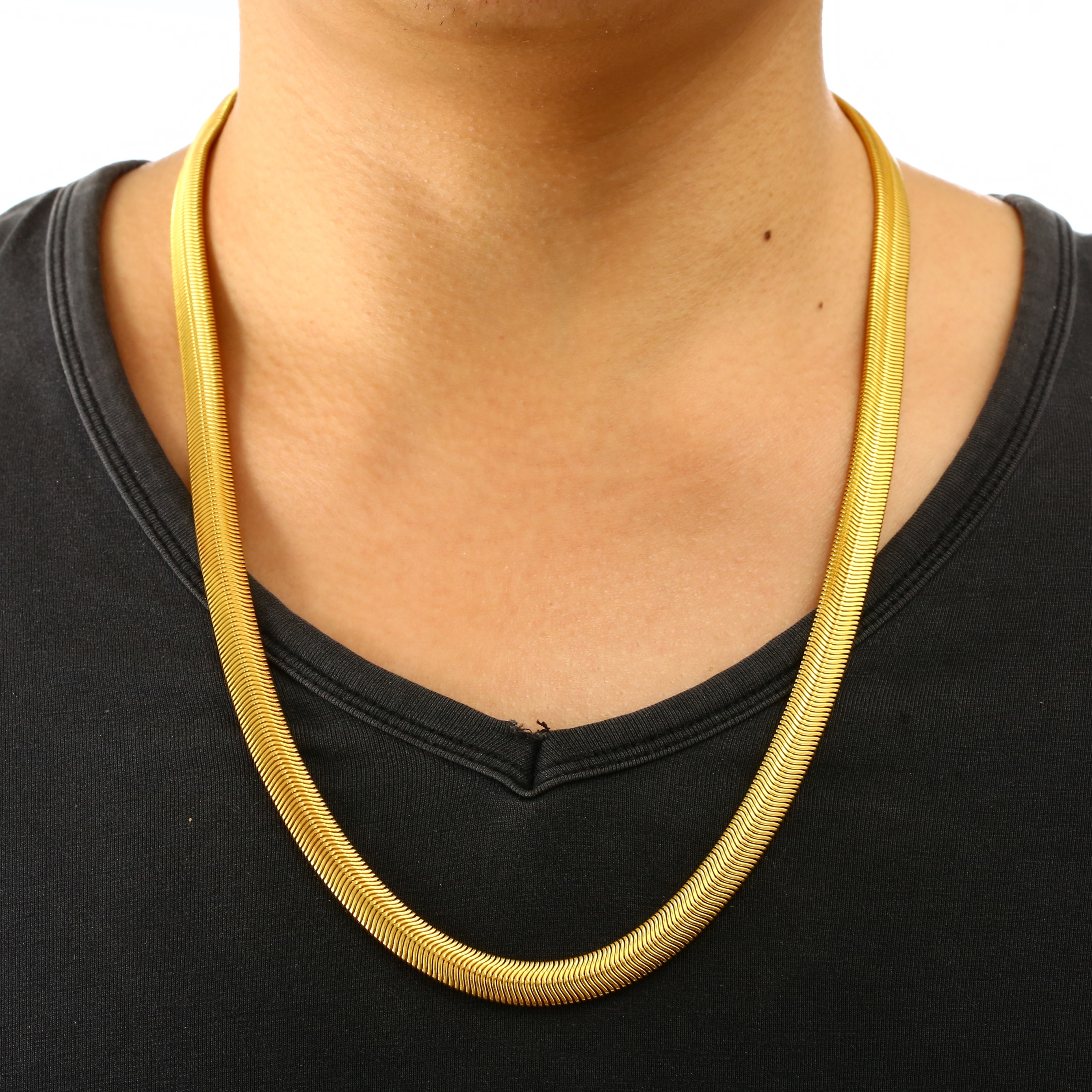 18K Gold Snake Bone Copper Chain 2 男士黄金填充链项链时尚蛇中国嘻哈项链erkek kolye妇女男士珠宝科利尔femme 60厘米