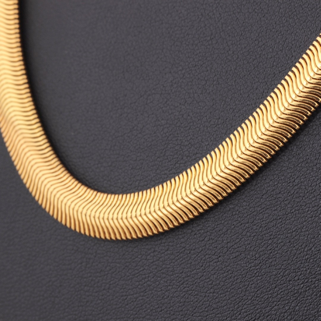 18K Gold Snake Bone Copper Chain 4 男士黄金填充链项链时尚蛇中国嘻哈项链erkek kolye妇女男士珠宝科利尔femme 60厘米