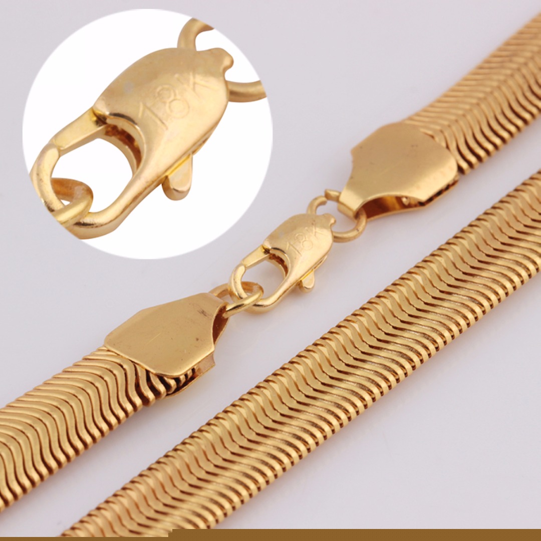 18K Gold Snake Bone Copper Chain 5 男士黄金填充链项链时尚蛇中国嘻哈项链erkek kolye妇女男士珠宝科利尔femme 60厘米