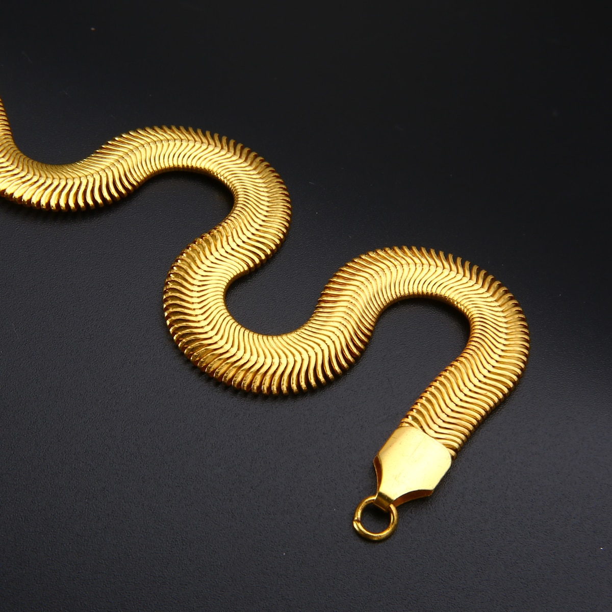 18K Gold Snake Bone Copper Chain 7 男士黄金填充链项链时尚蛇中国嘻哈项链erkek kolye妇女男士珠宝科利尔femme 60厘米