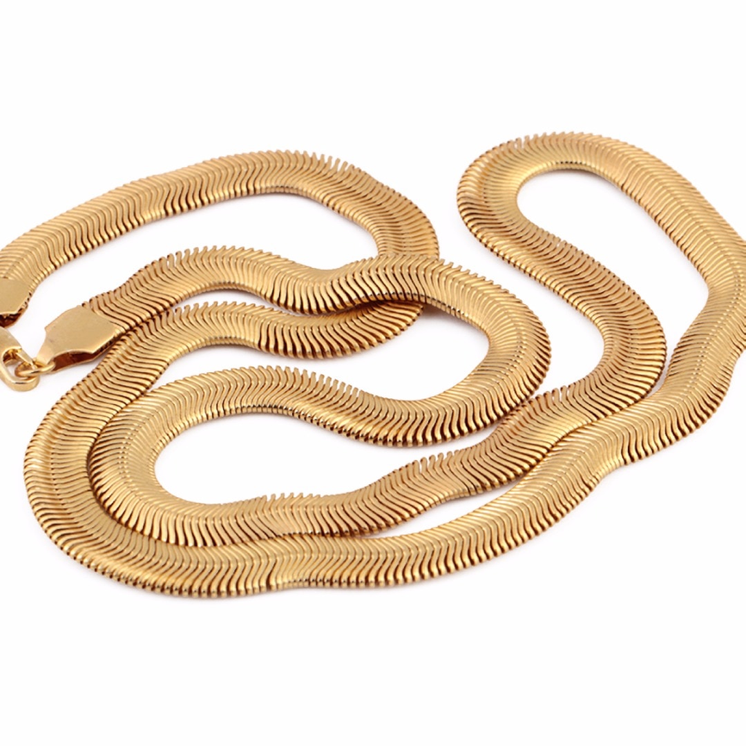 18K Gold Snake Bone Copper Chain 8 男士黄金填充链项链时尚蛇中国嘻哈项链erkek kolye妇女男士珠宝科利尔femme 60厘米
