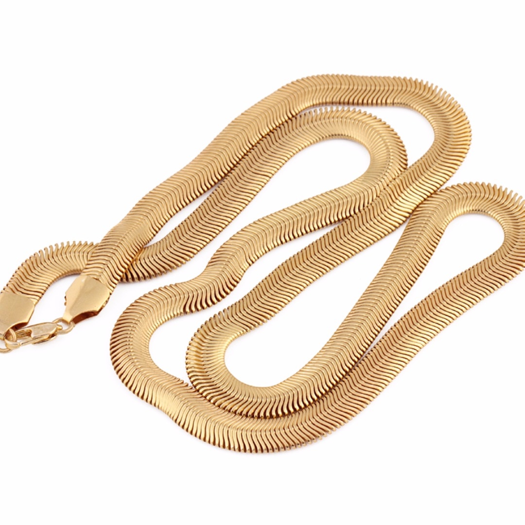 18K Gold Snake Bone Copper Chain 9 男士黄金填充链项链时尚蛇中国嘻哈项链erkek kolye妇女男士珠宝科利尔femme 60厘米