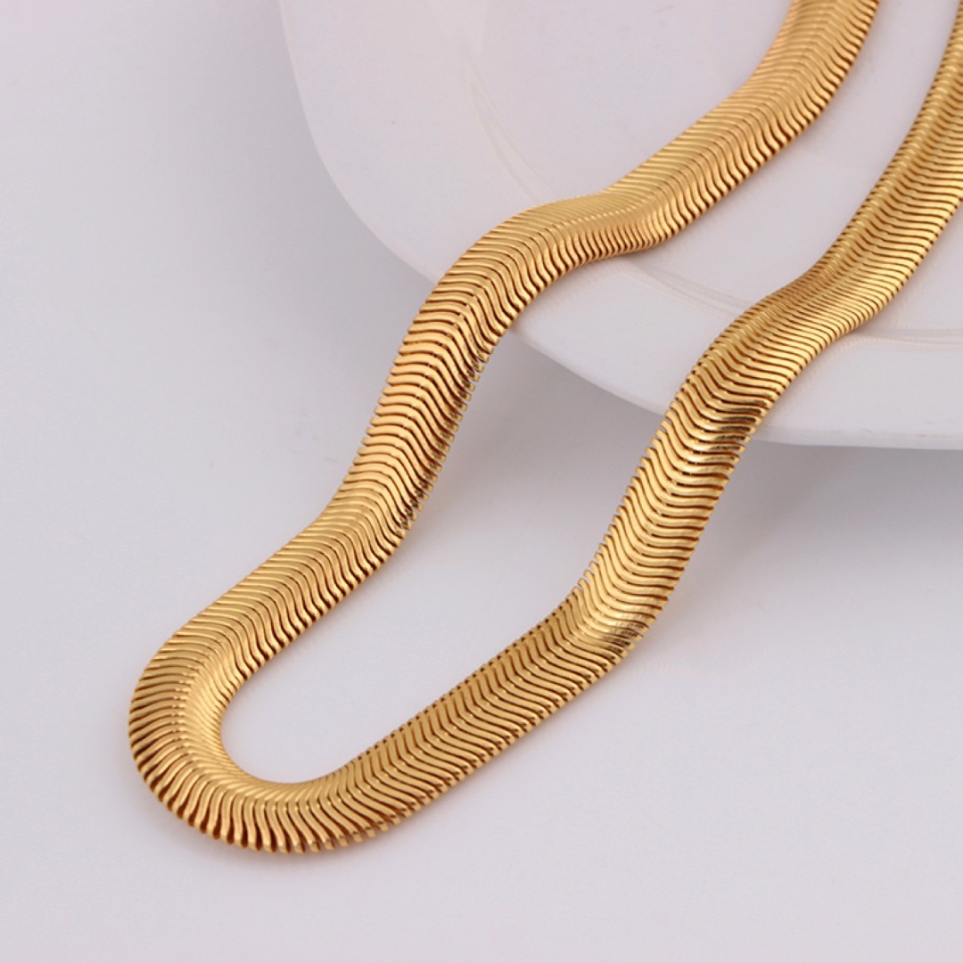 18K Gold Snake Bone Copper Chain 10 男士黄金填充链项链时尚蛇中国嘻哈项链erkek kolye妇女男士珠宝科利尔femme 60厘米