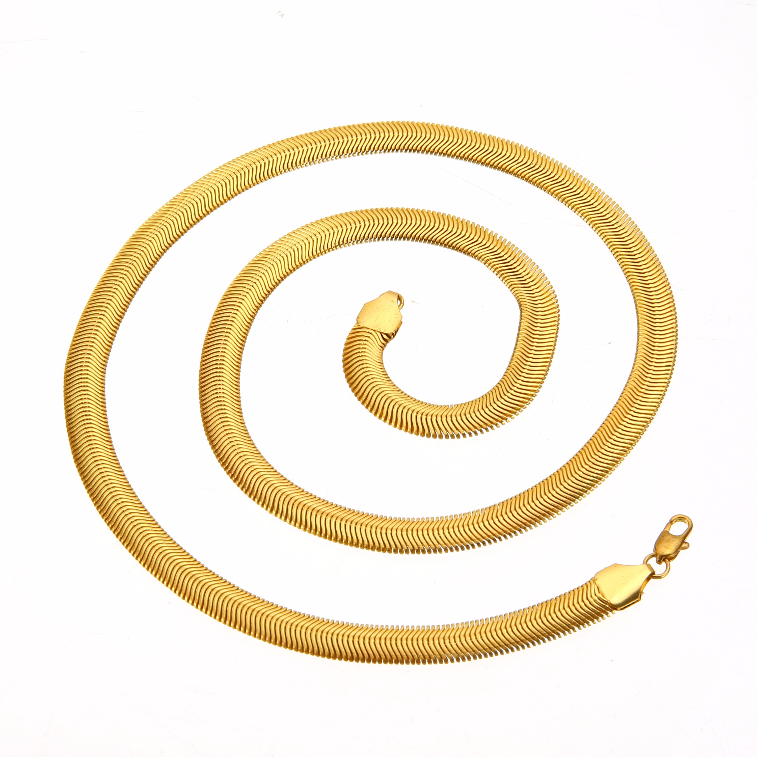 18K Gold Snake Bone Copper Chain 11 男士黄金填充链项链时尚蛇中国嘻哈项链erkek kolye妇女男士珠宝科利尔femme 60厘米