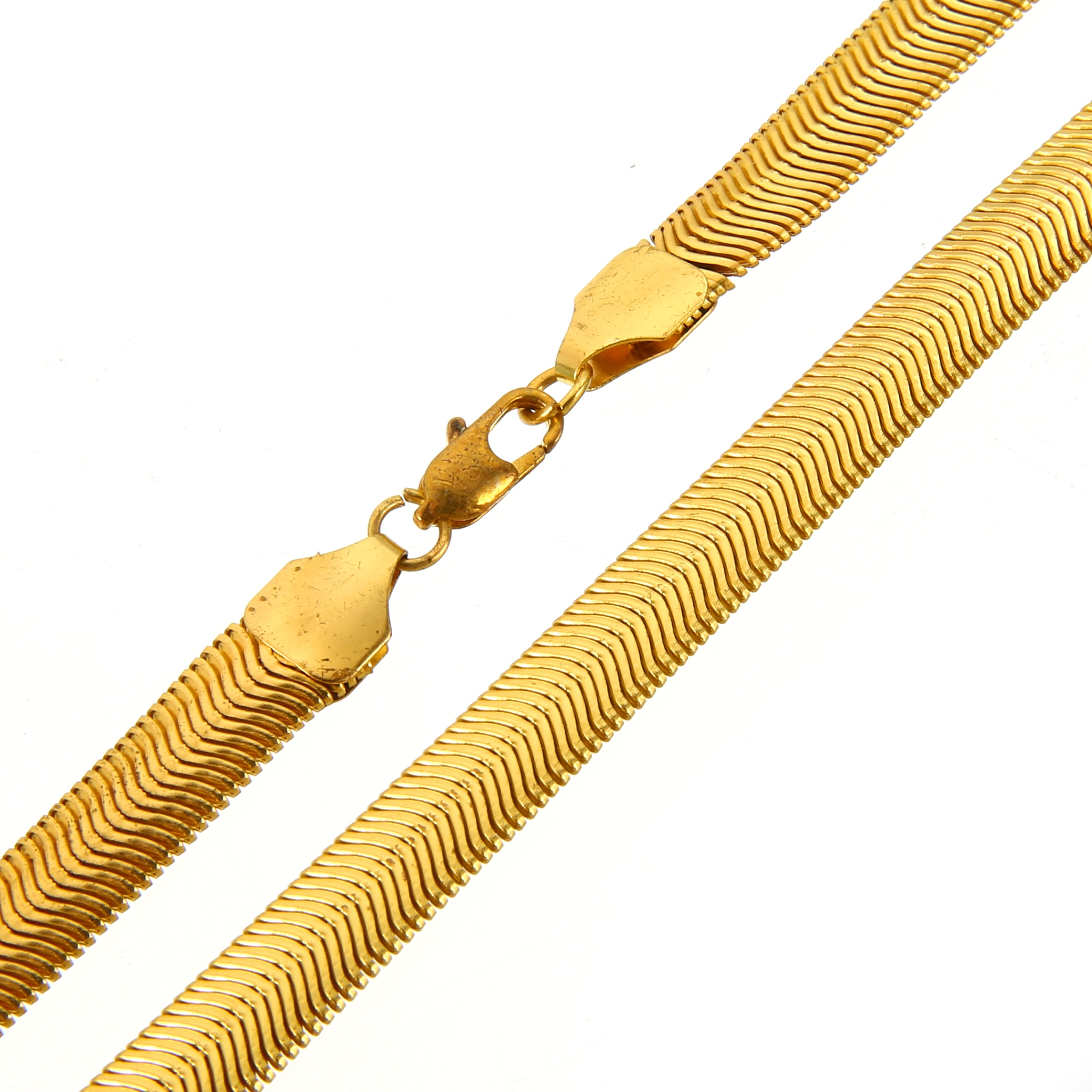 18K Gold Snake Bone Copper Chain 12 男士黄金填充链项链时尚蛇中国嘻哈项链erkek kolye妇女男士珠宝科利尔femme 60厘米
