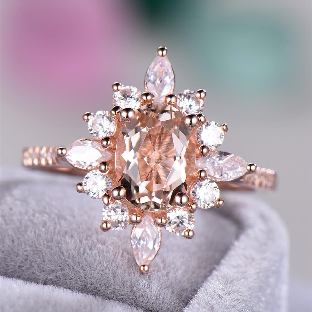 Flower Rings With Unique Snowflake Design Rose Gold Color Cubic Zirconia Jewelry Fashion Party Women Finger Ring 1 undefined