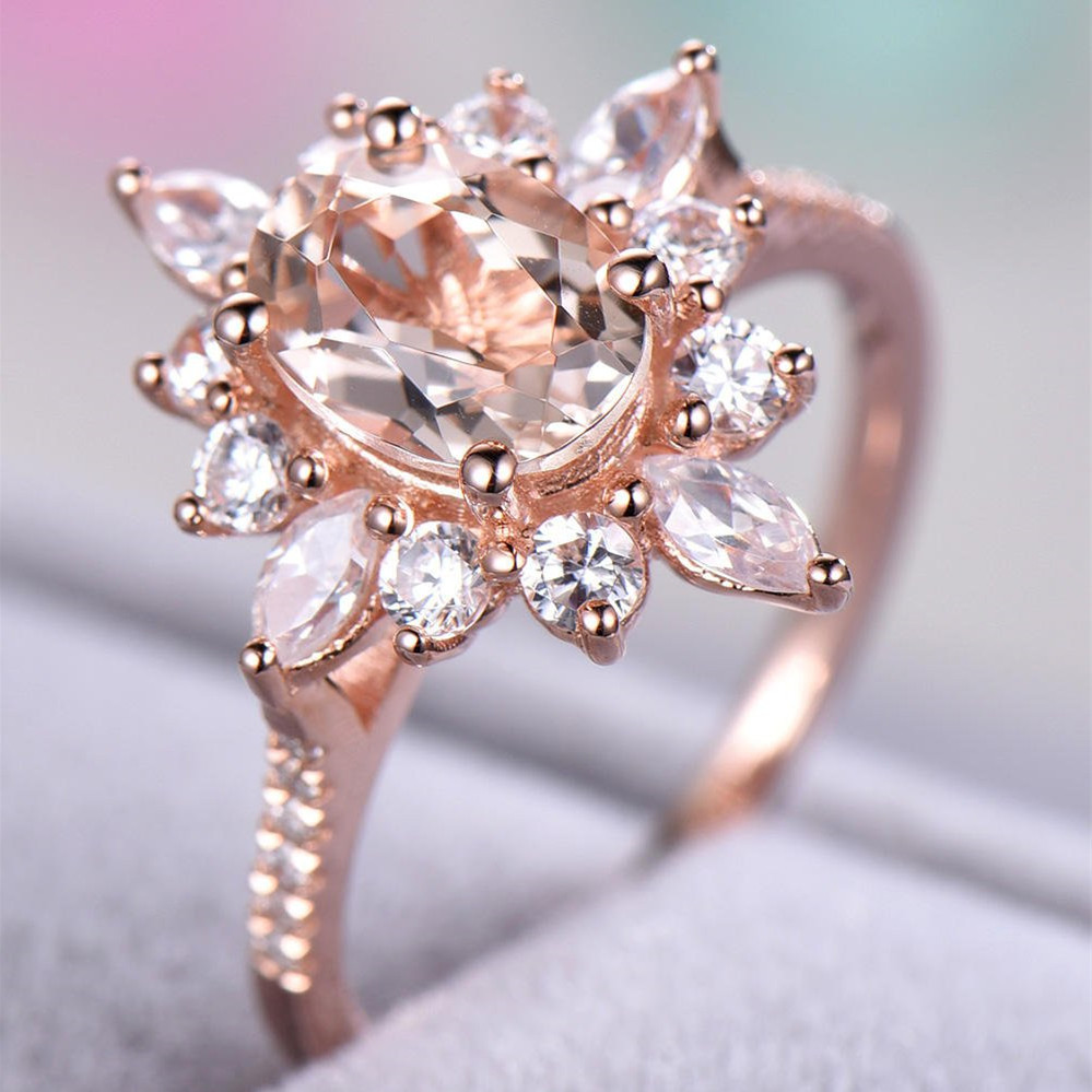 Flower Rings With Unique Snowflake Design Rose Gold Color Cubic Zirconia Jewelry Fashion Party Women Finger Ring 2 undefined