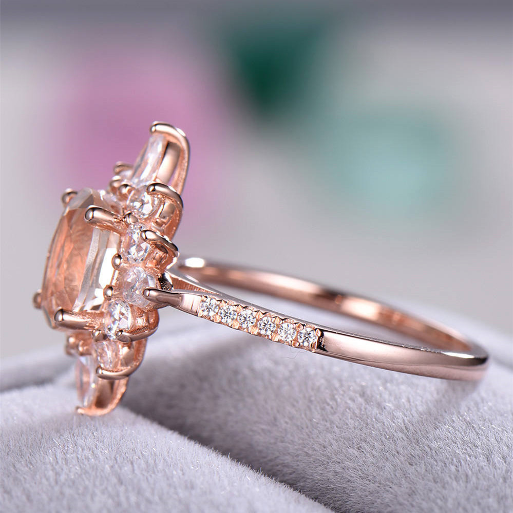 Flower Rings With Unique Snowflake Design Rose Gold Color Cubic Zirconia Jewelry Fashion Party Women Finger Ring 4 undefined