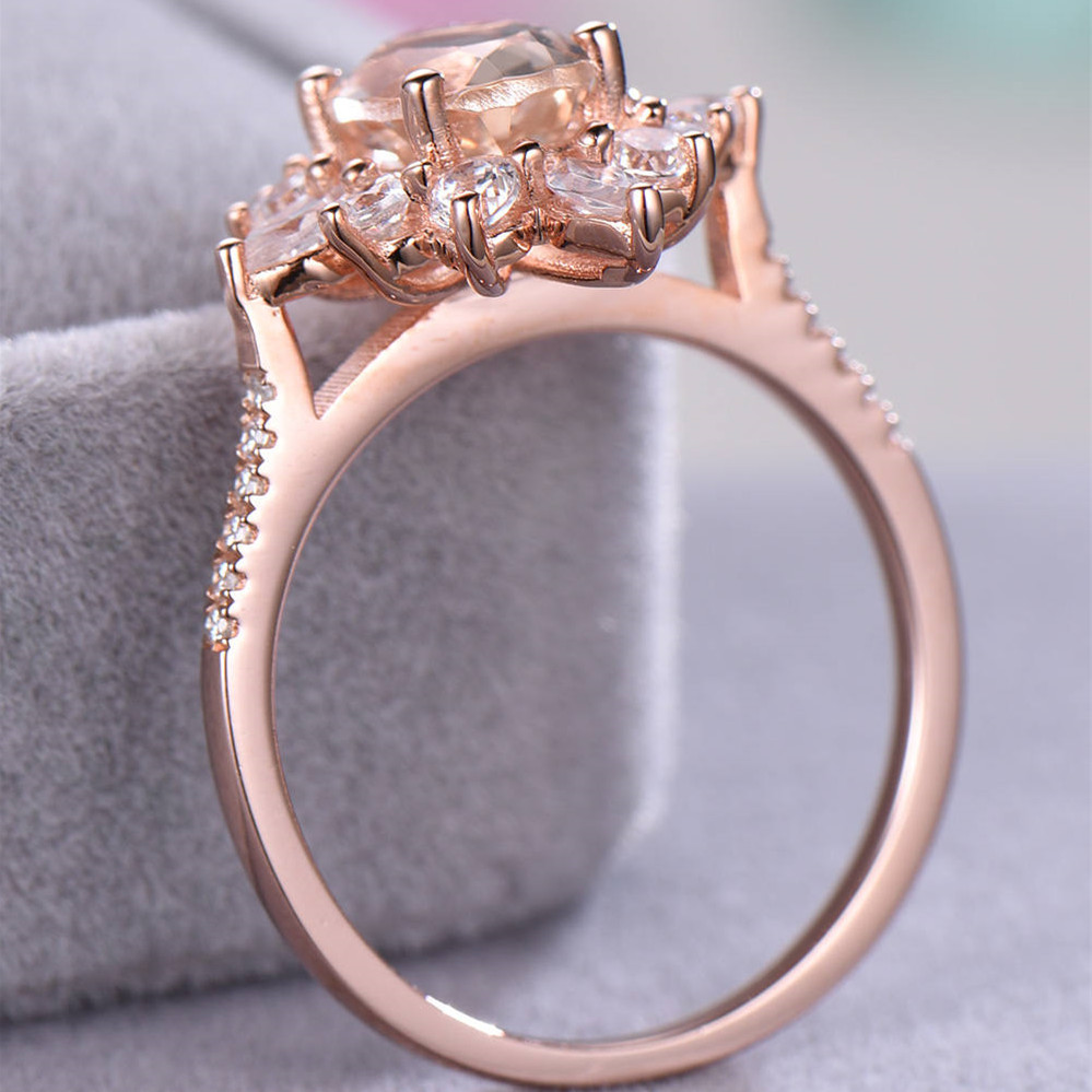Flower Rings With Unique Snowflake Design Rose Gold Color Cubic Zirconia Jewelry Fashion Party Women Finger Ring 5 undefined