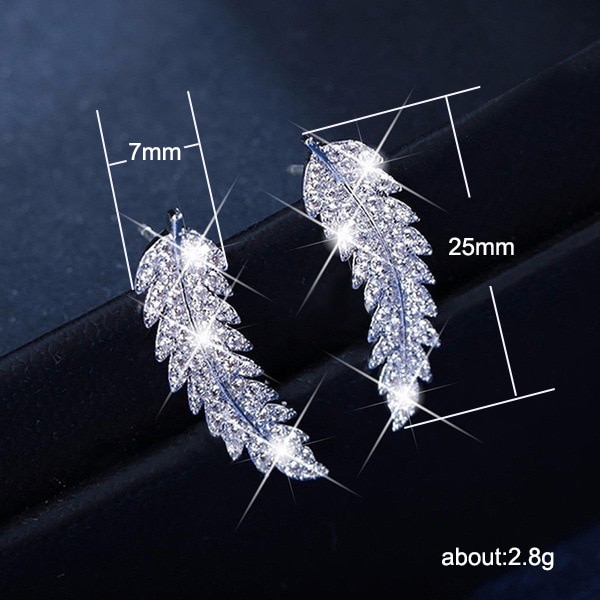 Zircon gold and silver leaf earrings Korean fashion ladies 1 1631738699853205504 Zircon gold and silver leaf earrings Korean fashion ladies