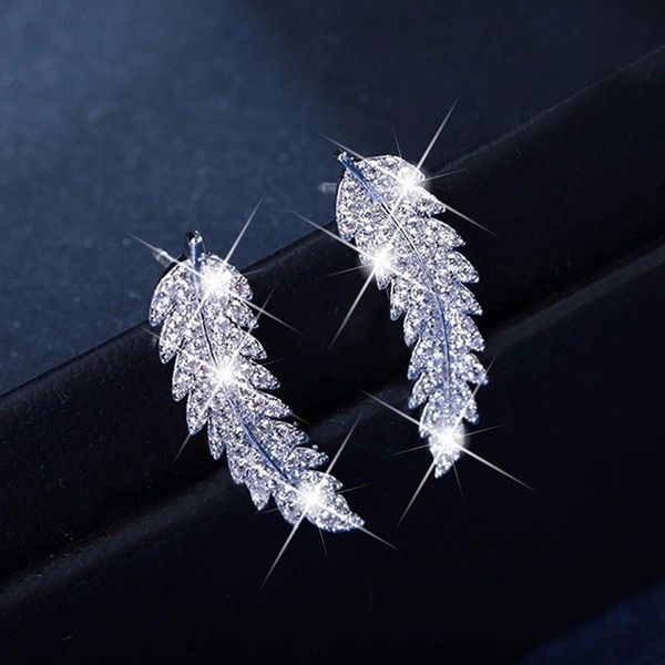 Zircon gold and silver leaf earrings Korean fashion ladies 3 1631738702118129664 Zircon gold and silver leaf earrings Korean fashion ladies