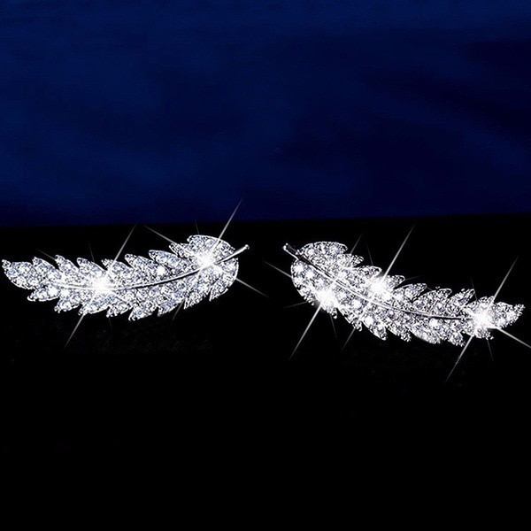 Zircon gold and silver leaf earrings Korean fashion ladies 4 1631738702772441088 Zircon gold and silver leaf earrings Korean fashion ladies