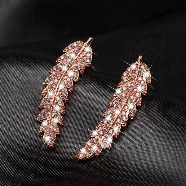 Zircon gold and silver leaf earrings Korean fashion ladies 7 1631738705326772224 Zircon gold and silver leaf earrings Korean fashion ladies