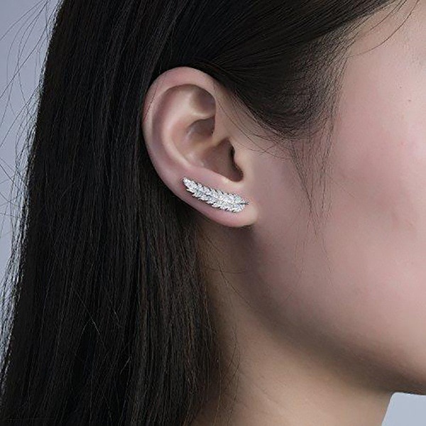 Zircon gold and silver leaf earrings Korean fashion ladies 8 1631738705968500736 Zircon gold and silver leaf earrings Korean fashion ladies