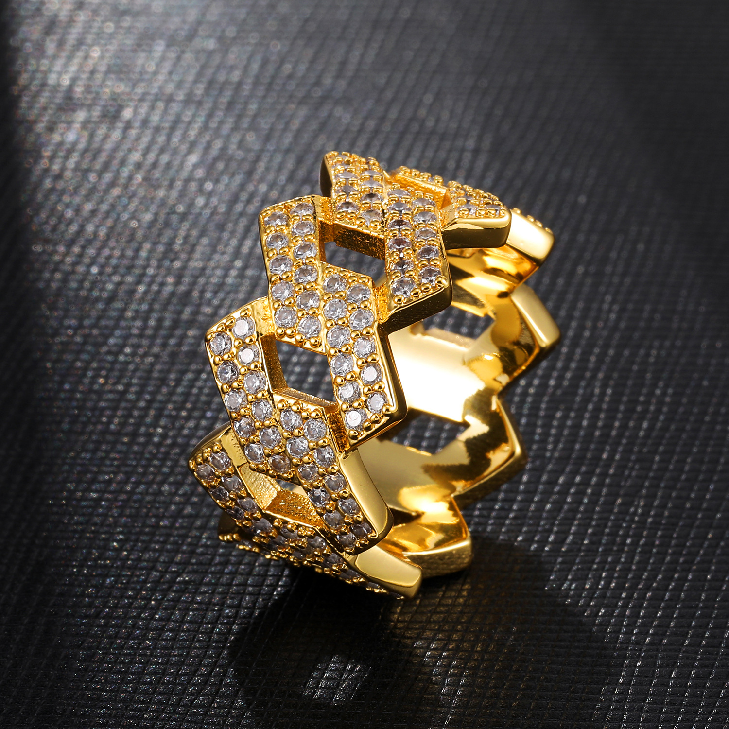 Gold Iced Out Prong Ring