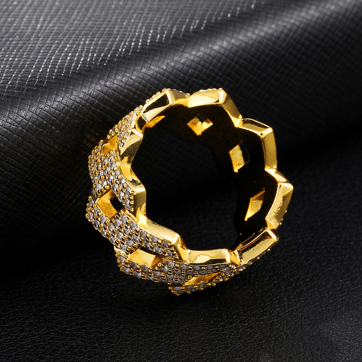 Gold Iced Out Prong Ring