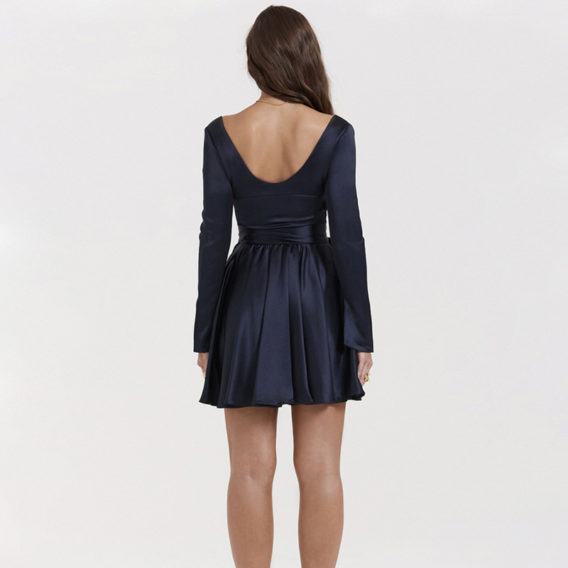Flirt in This V-neck Sexy Backless Wrap Dress!