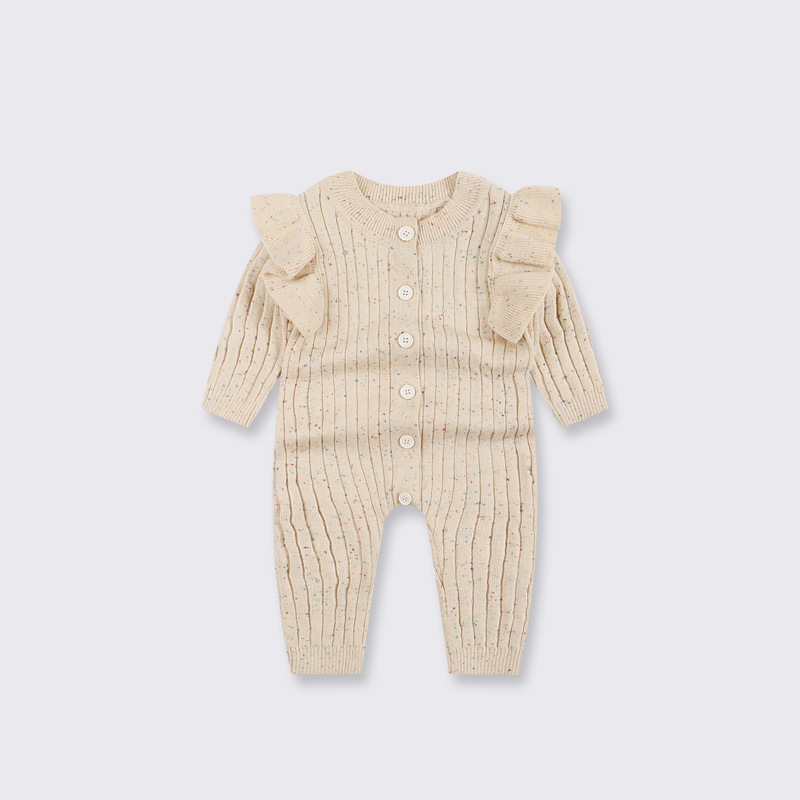 Cream Color Baby Autumn Clothing Jumpsuit Knitted