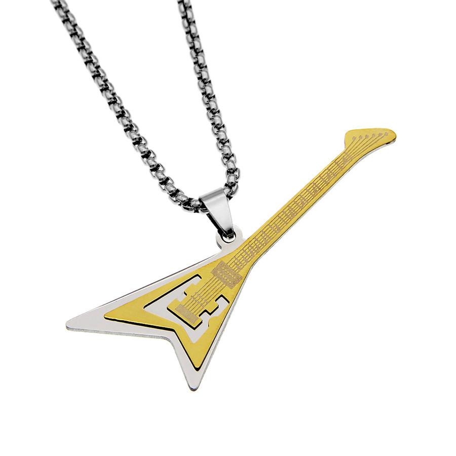 Rock out in punky electric guitar pendant necklace! Strum the six strings and channel your inner rockstar. A must-have for any guitar lover.