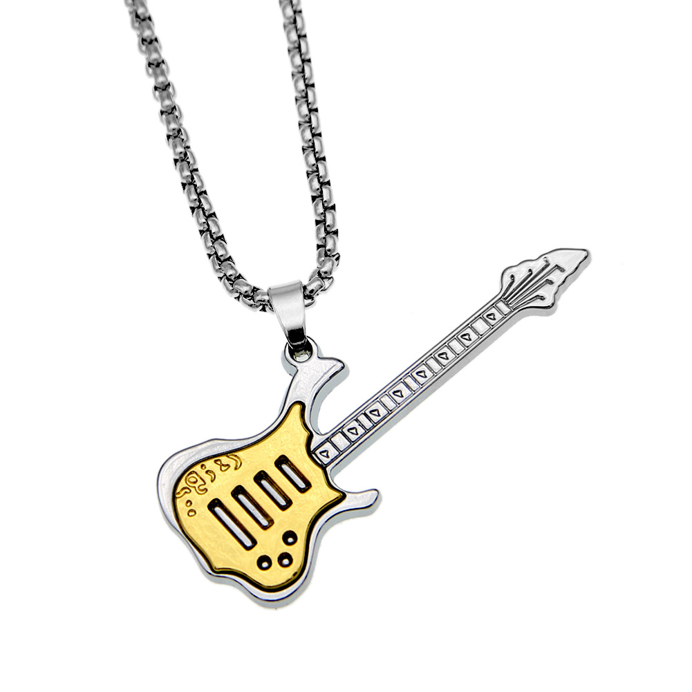 Rock out in punky electric guitar pendant necklace! Strum the six strings and channel your inner rockstar. A must-have for any guitar lover.