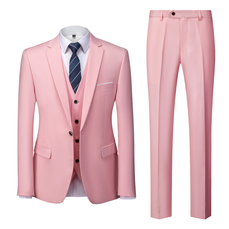 Men 3-piece Blazer & Vest & Slant Pocket Tailored Pants Set
